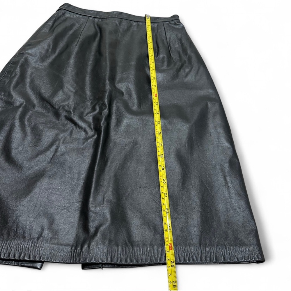 Apostrophe Black Genuine Leather Skirt Pencil Skirt Zip Closure size 8 - Picture 5 of 6